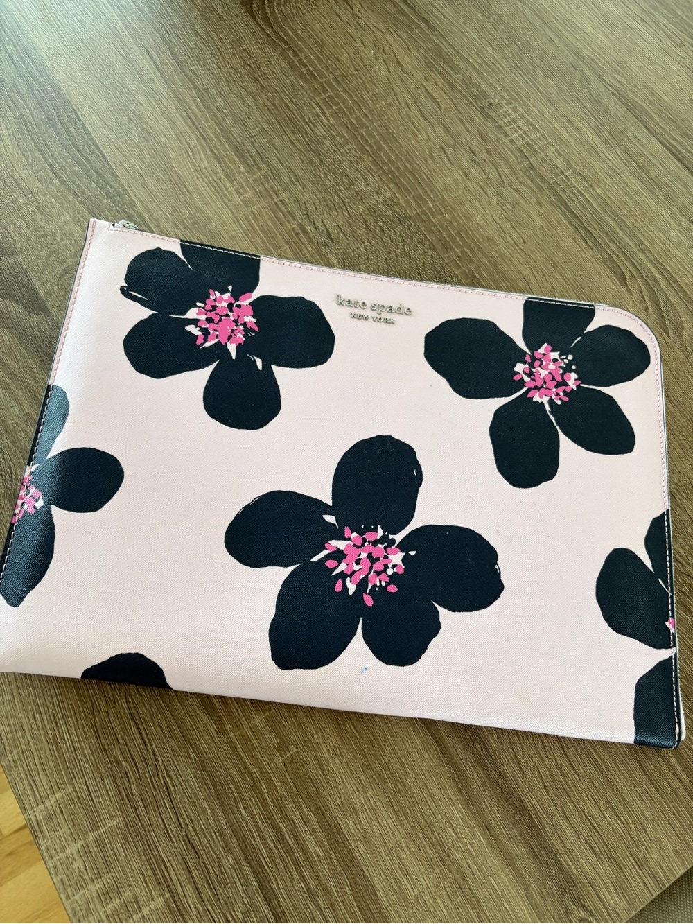 kate spade Pink Floral Laptop Sleeve with Black Blooms